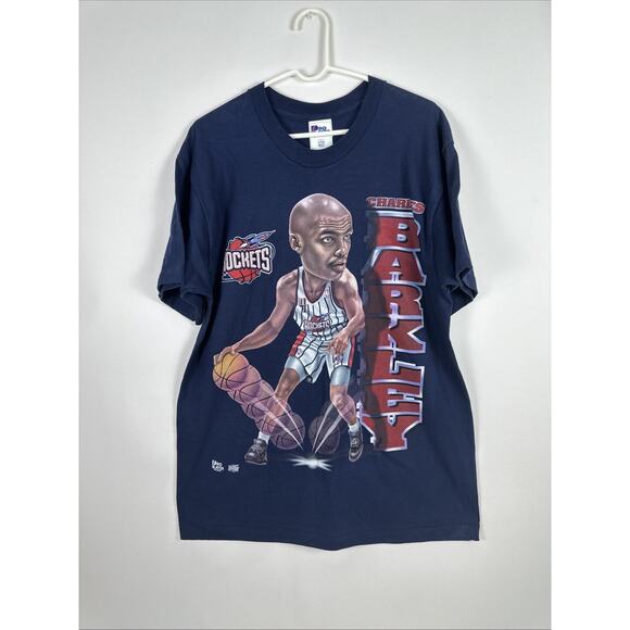 Vintage Pro Player Charles Barkley Rockets Shirt Navy Blue Size Large - Picture 2 of 16